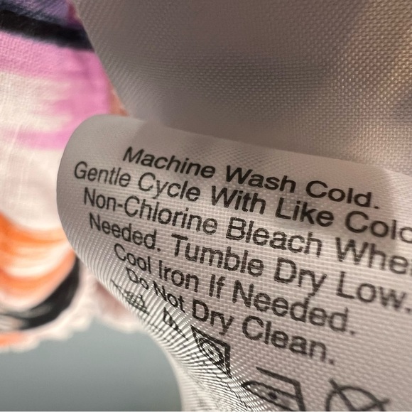 DKNY Womens Sleeveless Pullover Blouse Fringe Hem 100% Linen Tie Dye Sz L Boho - Picture 10 of 11